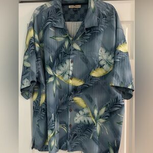 Tommy Bahama Tropical Blue and Green Hawaiian Silk Shirt